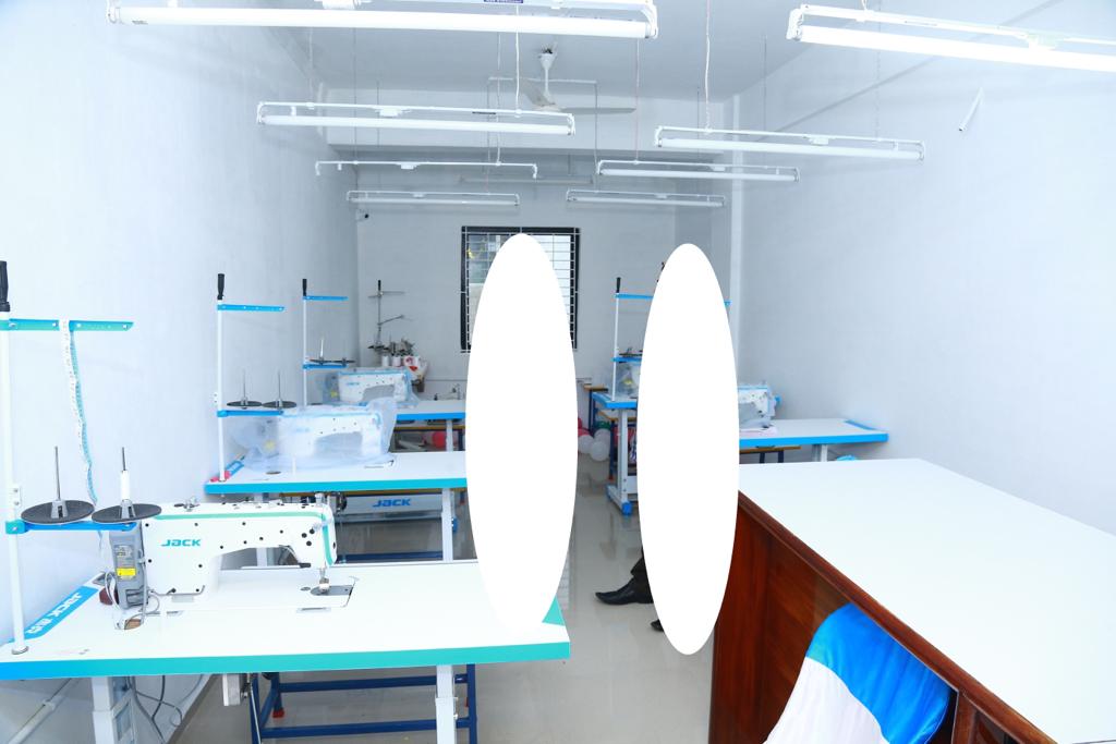 Tailoring machines and work area inside the shop